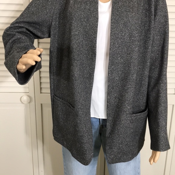 Eileen Fisher Stand Collar Charcoal Organic Cotton Blend Jacket XL - Picture 6 of 14